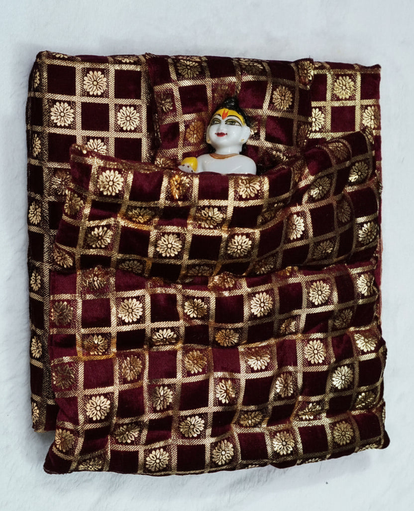 WINTER WARM MATTRESS FOR GOPAL JI // WITH MAROON CLR ONE WARM BLANKET & PILLOW