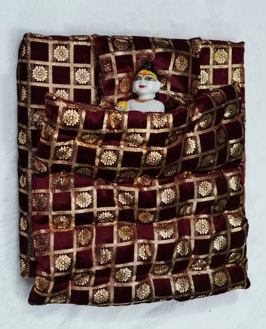 WINTER WARM MATTRESS FOR GOPAL JI // WITH MAROON CLR ONE WARM BLANKET & PILLOW