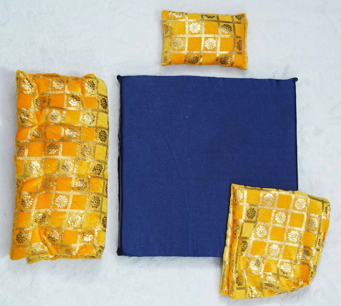 WINTER WARM MATTRESS FOR GOPAL JI // WITH YELLOW VELVET ONE WARM BLANKET & PILLOW