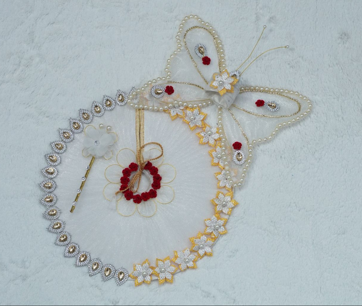WHITE BUTTERFLY HEAVY POSHAK//WITH PAGDI & MURLI//ALL SIZES AVILABLE