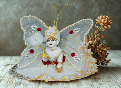 WHITE BUTTERFLY HEAVY POSHAK//WITH PAGDI & MURLI//ALL SIZES AVILABLE