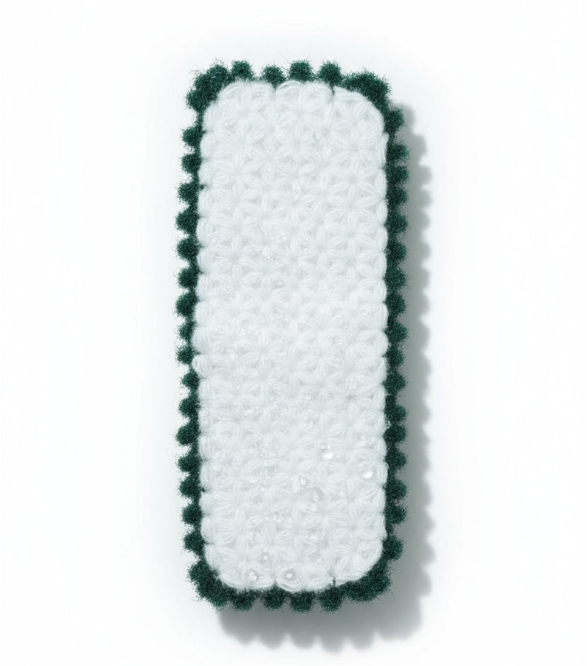 Rectangular white object with green border on a white background