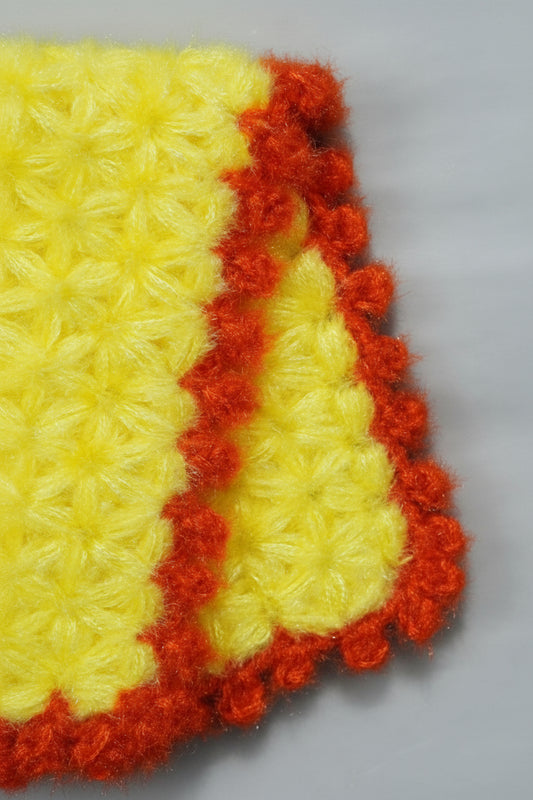 YELLOW WITH RED BORDER WINTER SHAWAL//KRISHNA KUNJ -LADDU GOPAL JI //