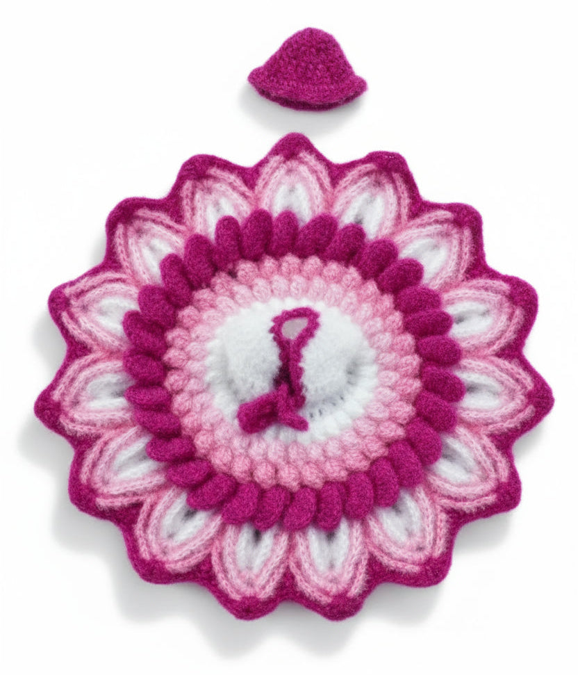 PREMIUM MAGENTA COLOUR FRILL  WITH MULTI LEAVES HAND KNITTED  || GOPAL JI WINTER WOLLEN DRESS